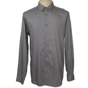 Ted Baker London Mens Dress Shirt Collared Button Up Mens 2XL Blue Geometric